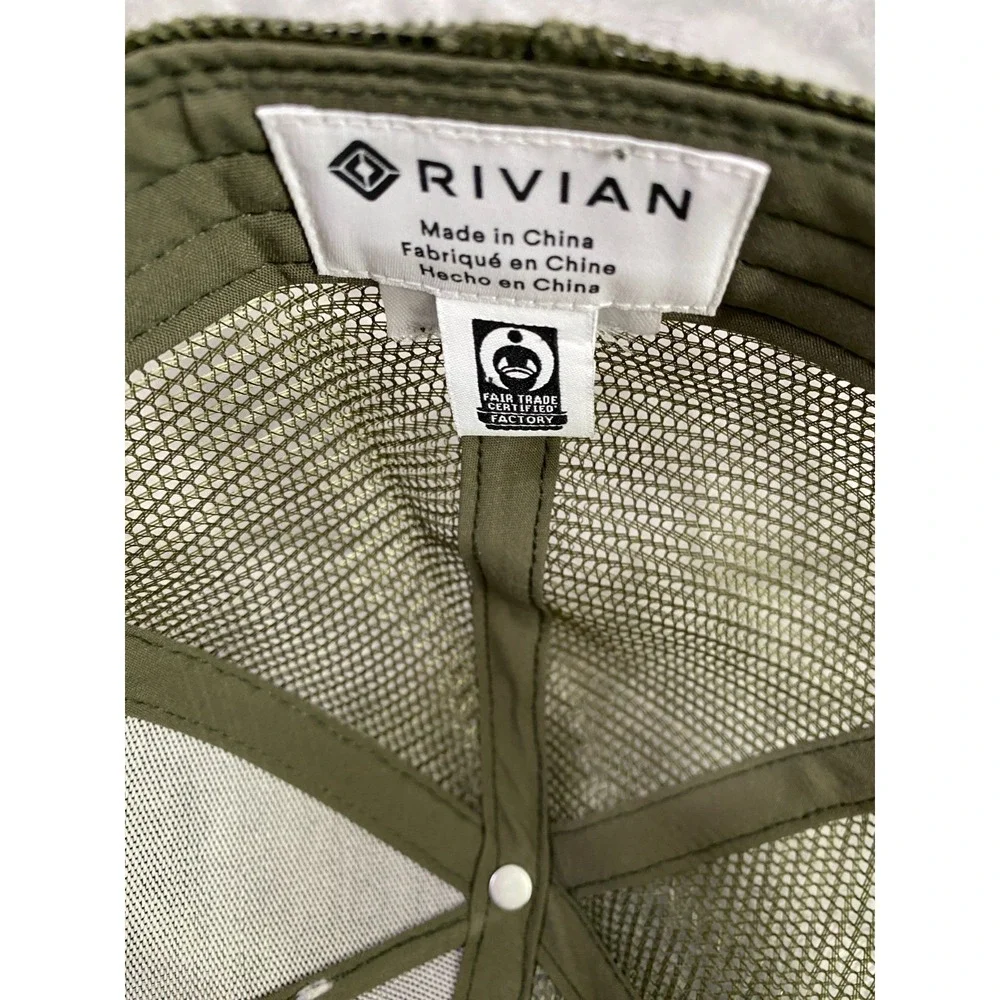 Rivian Automotive Compass Snapback Hat Men OSFA Olive Green Mesh Trucker Cap